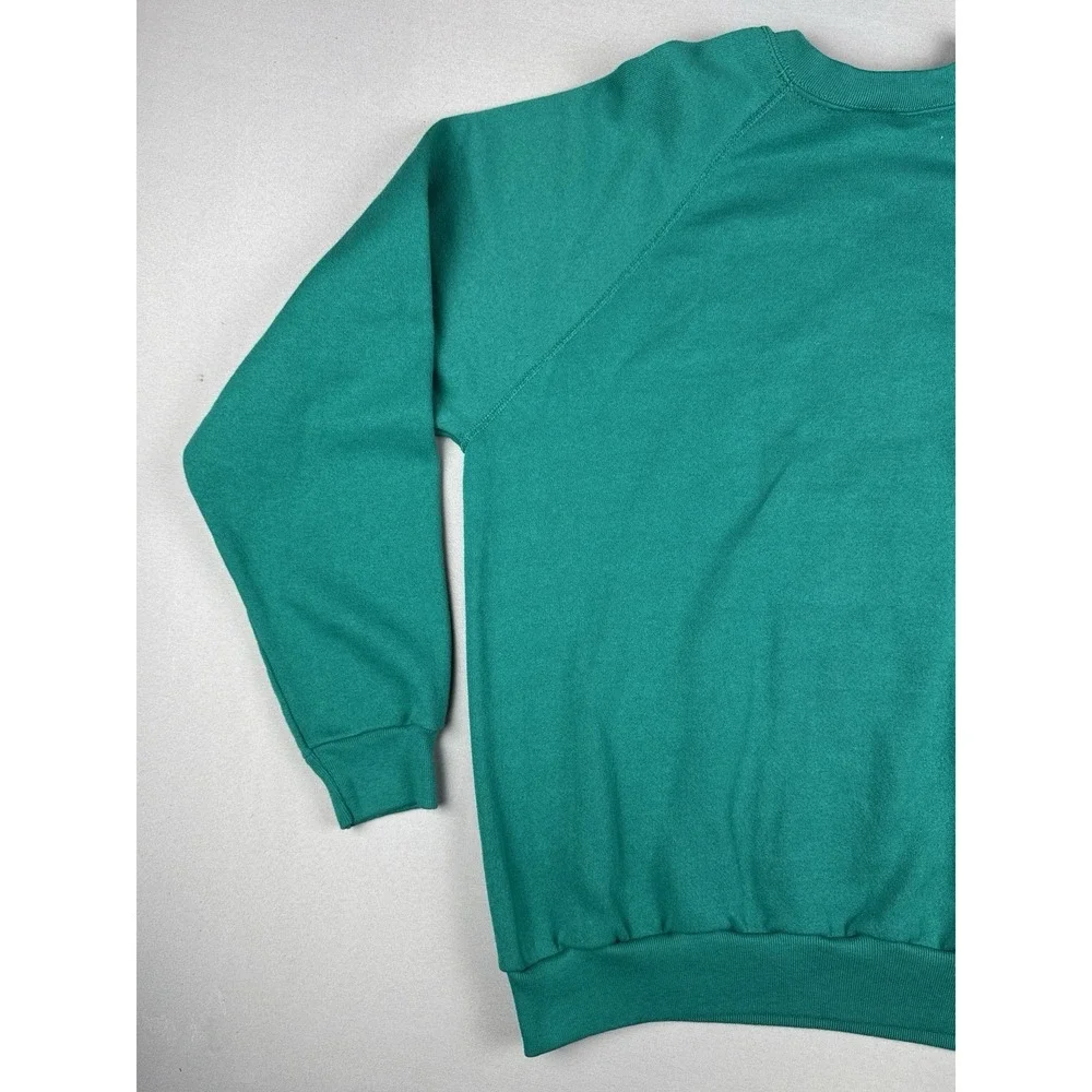 Vintage 80s Tultex Blank Raglan Crewneck Sweatshirt USA Made Green XL